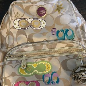 Coach Poppy Graffiti Appliqué Backpack
